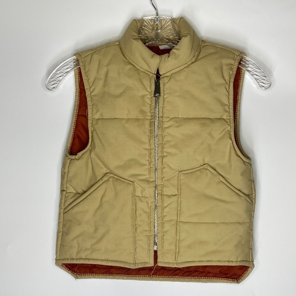 Vintage Tan Puffer Vest Size Small Boys 80s